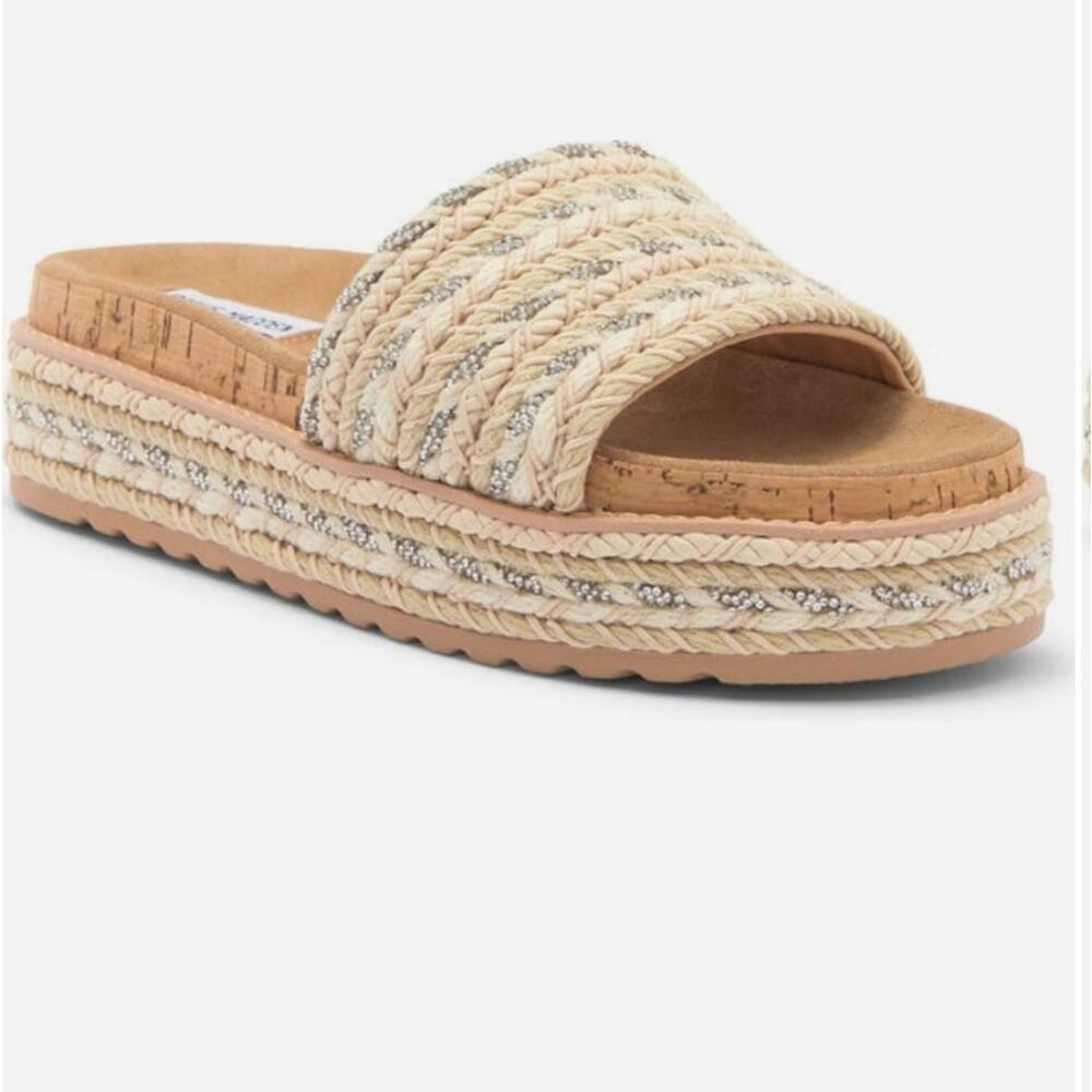 Steve Madden Natural Braided Platform Slide Sandals
